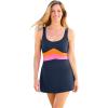 Swim 365 Women’s Plus Size All-in-One Swimdress(Navy Papaya Azalea)