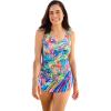 Swim 365 Women’s Plus Size Cargo Swim Short with Built-in Brief(Rainbow Paradise)