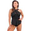 Swim 365 Women’s Plus Size Lace-appliquéd High-Neck Tankini(Black)