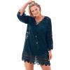 Swim 365 Women’s Plus Size Scallop Lace Cover Up(Black)