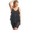 Swimsuits For All Swim 365 Women’s Plus Size Longer-Length Tiered-Ruffle Tankini Top(Black Dots)