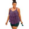 Swimsuits For All Swim 365 Women’s Plus Size Longer-Length Tiered-Ruffle Tankini Top(Black Pink Dot)