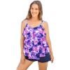 Swimsuits For All Swim 365 Women’s Plus Size Longer-Length Tiered-Ruffle Tankini Top(Purple Tie Dye)