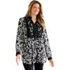 Woman Within Plus Size Button-Front Mixed Print Tunic(Black Soft Floral)