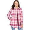 Woman Within Plus Size Fleece Flannel Snap-Front Shirt(Deep Claret Ivory Plaid)