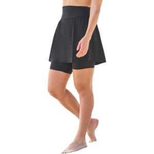 Swimsuits For All Swim 365 Women’s Plus Size 360° Powermesh High-Waist Swim Skirt with Tummy Control(Black)
