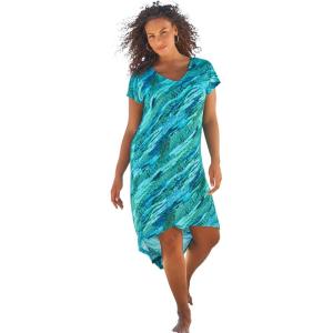 Swimsuits For All Swim 365 Women’s Plus Size High-Low Cover Up(Blue Mixed Animal)