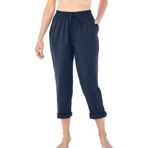 Swimsuits For All Swim 365 Women’s Plus Size Taslon Cover Up Roll-Up Pant(Navy)