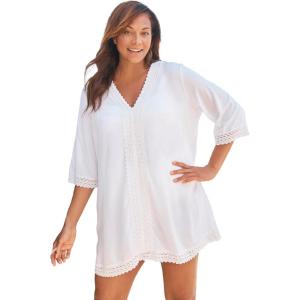 Woman Within Women’s Plus Size Crochet Dress Cover-Up(White)