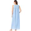 Only Necessities Plus Size Long Sleeveless Floral Nightgown(French Blue Stripe)