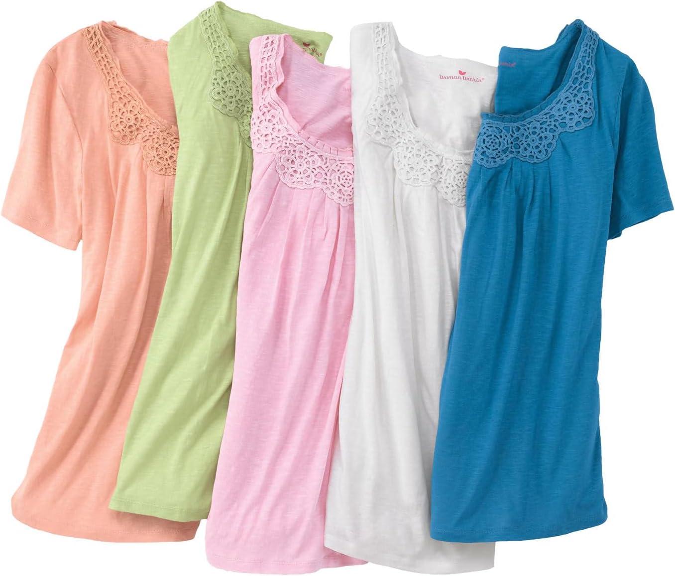 imageWoman Within Plus Size CrochetTrim Knit TopNatural Khaki