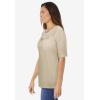 Woman Within Plus Size Crochet-Trim Knit Top(Natural Khaki)