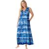 Dreams & Co. Plus Size Trapeze V-Neck Lounger(Bright Cobalt Tie Dye Stripe)