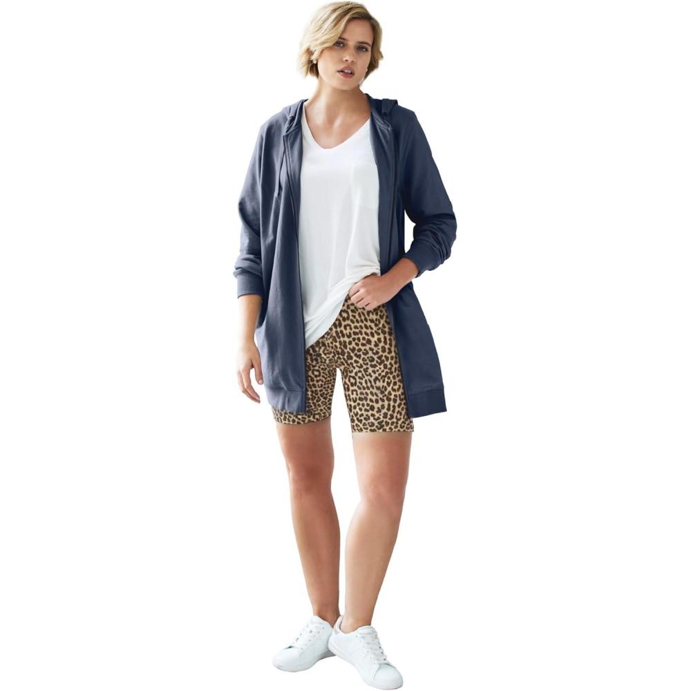 imageellos Plus Size Stretch Knit Bike ShortsClassic Leopard