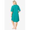 Dreams & Co. Plus Size Short French Terry Zip-Front Robe(Aquamarine)