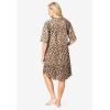 Dreams & Co. Plus Size Short French Terry Zip-Front Robe(Classic Leopard)