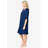 Dreams & Co. Plus Size Short French Terry Zip-Front Robe(Evening Blue)