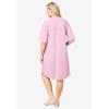 Dreams & Co. Plus Size Short French Terry Zip-Front Robe(Pink)