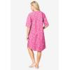 Dreams & Co. Plus Size Short French Terry Zip-Front Robe(Pink Hearts)