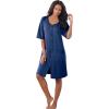 Dreams & Co. Plus Size Short French Terry Zip-Front Robe(Soft Iris)