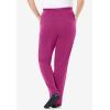 Woman Within Plus Size 7-Day Knit Straight Leg Pant Stretch Elastic Waist Petite & Tall(Raspberry)