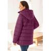 Woman Within Plus Size Hands-Free Puffer Coat(Deep Claret)