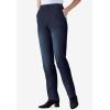 Woman Within Plus Size Straight Leg Elastic Waist Stretch Fineline Denim Jean (Petite & Tall Available)(Indigo Sanded)
