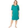 Dreams & Co. Plus Size Short French Terry Zip-Front Robe(Aquamarine)