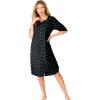 Dreams & Co. Plus Size Short French Terry Zip-Front Robe(Black Dot)