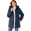 Woman Within Plus Size Hands-Free Puffer Coat(Navy)