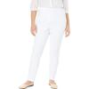 Woman Within Plus Size Straight Leg Elastic Waist Stretch Fineline Denim Jean (Petite & Tall Available)(White)