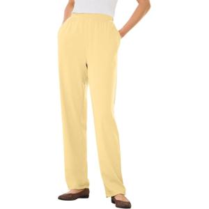 Woman Within Plus Size 7-Day Knit Straight Leg Pant Stretch Elastic Waist Petite & Tall(Banana)