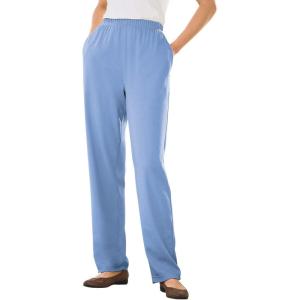 Woman Within Plus Size 7-Day Knit Straight Leg Pant Stretch Elastic Waist Petite & Tall(French Blue)