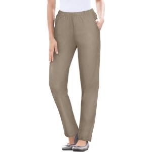 Woman Within Plus Size Straight Leg Elastic Waist Stretch Fineline Denim Jean (Petite & Tall Available)(Bark)