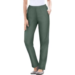 Woman Within Plus Size Straight Leg Elastic Waist Stretch Fineline Denim Jean (Petite & Tall Available)(Pine)
