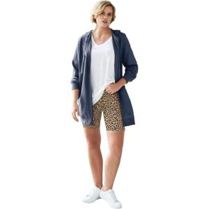 ellos Plus Size Stretch Knit Bike Shorts(Classic Leopard)