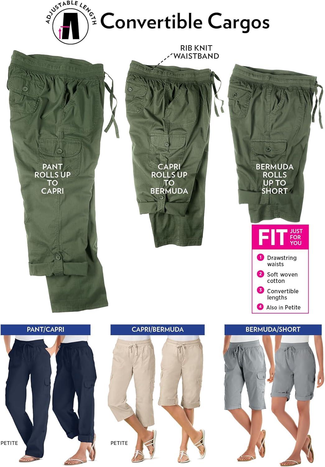 imageWoman Within Plus Size Convertible 2in1 Cargo Pant amp Capri Elastic WaistFrench Blue