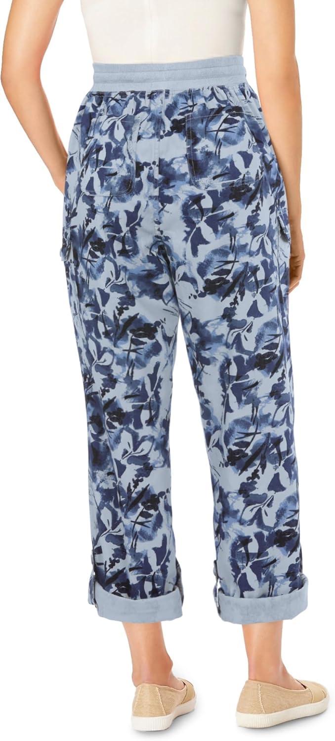 imageWoman Within Plus Size Convertible 2in1 Cargo Pant amp Capri Elastic WaistPearl Grey Botanical