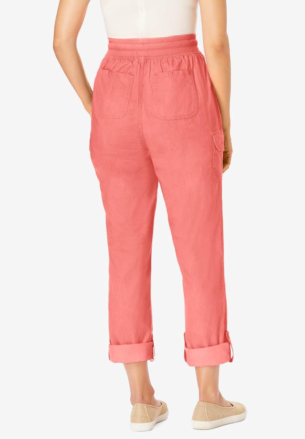 imageWoman Within Plus Size Convertible 2in1 Cargo Pant amp Capri Elastic WaistSweet Coral