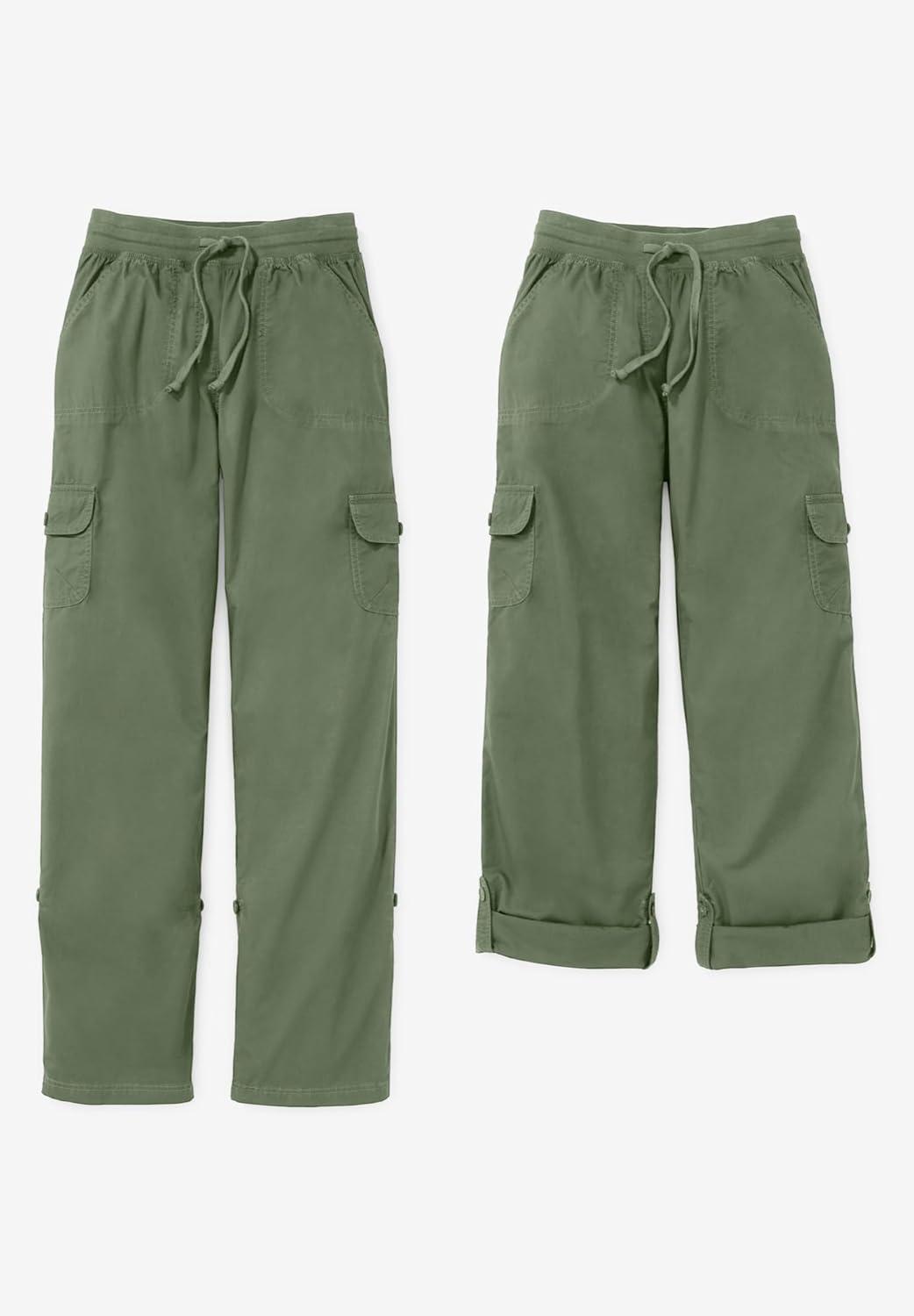 imageWoman Within Plus Size Convertible 2in1 Cargo Pant amp Capri Elastic WaistSweet Coral