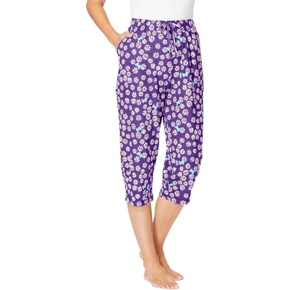 imageDreams Womens Plus Size Sleep PantsPlum Burst Daisy Butterfly