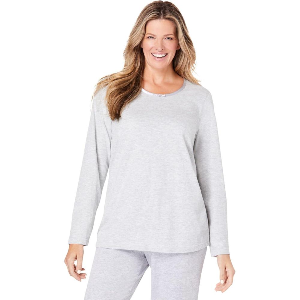 imageDreams amp Co Plus Size Satin Trim Sleep TeeHeather Grey