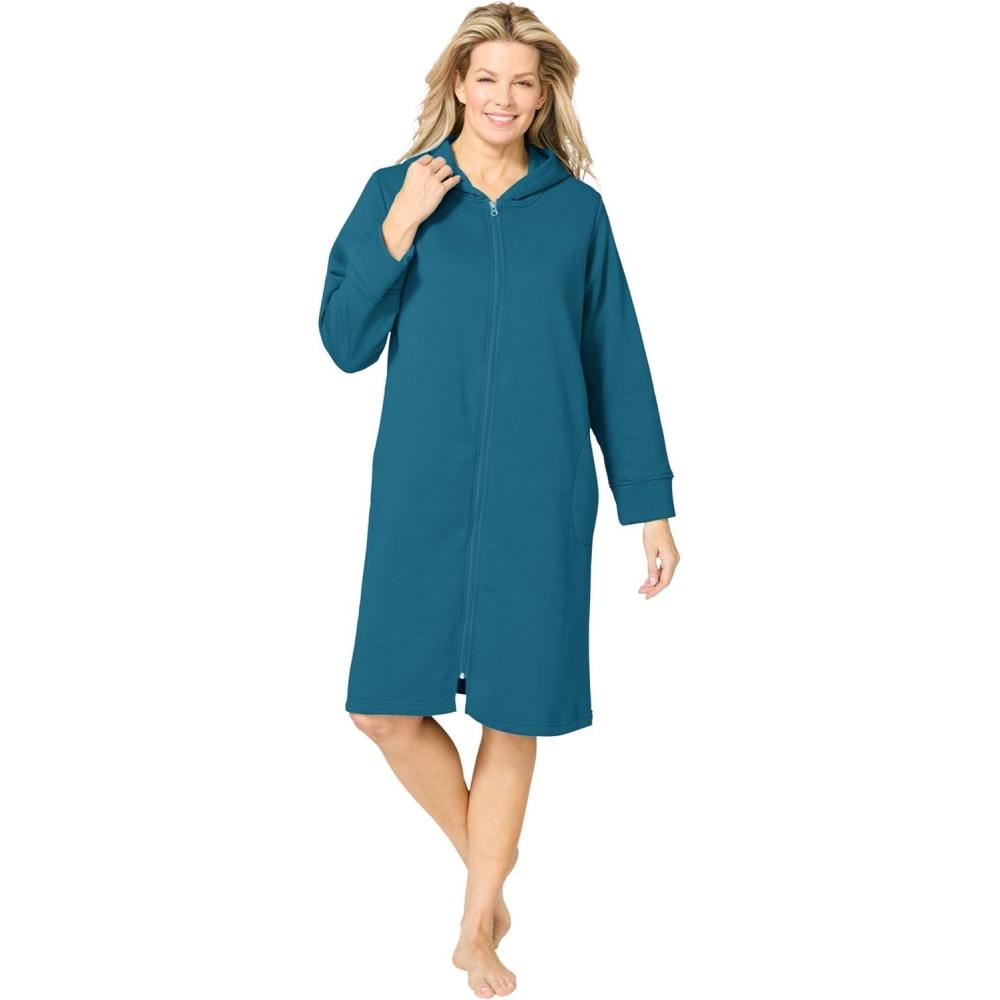 imageDreams amp Co Plus Size Short Hooded Sweatshirt RobeDeep Teal