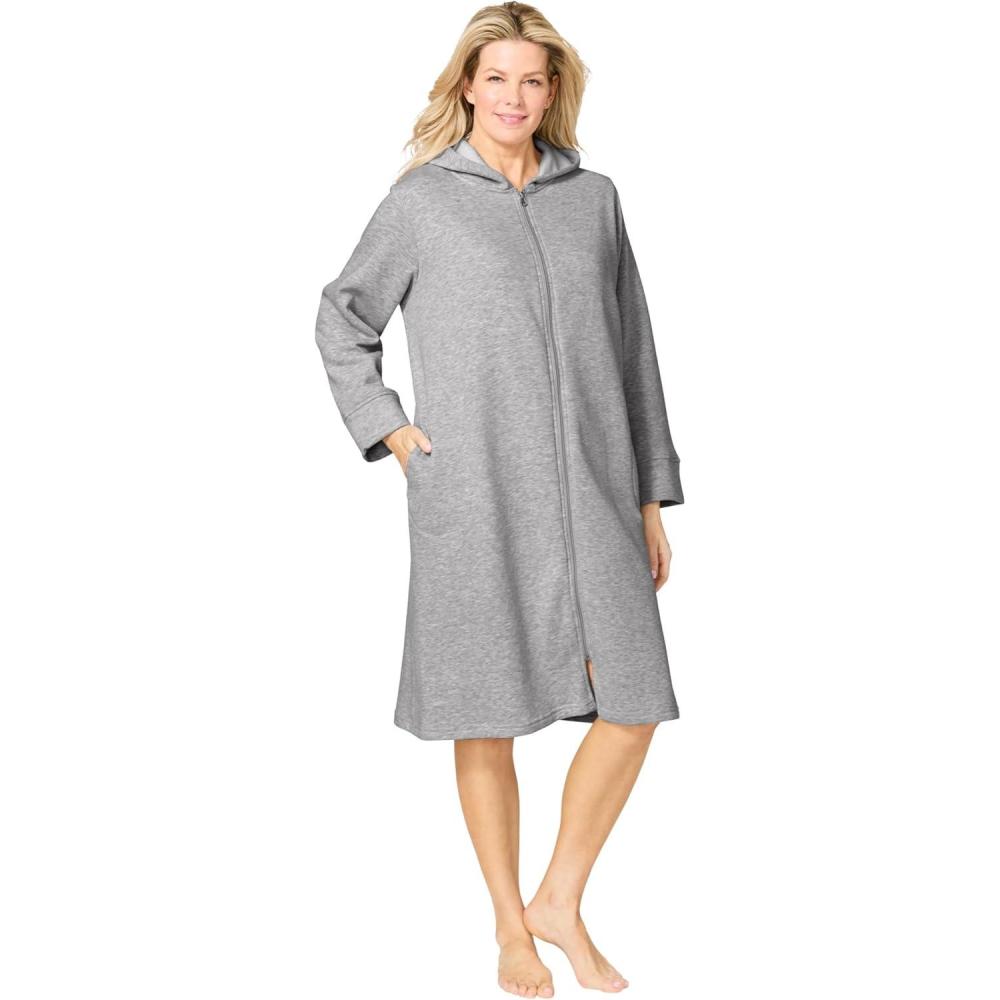 imageDreams amp Co Plus Size Short Hooded Sweatshirt RobeHeather Grey