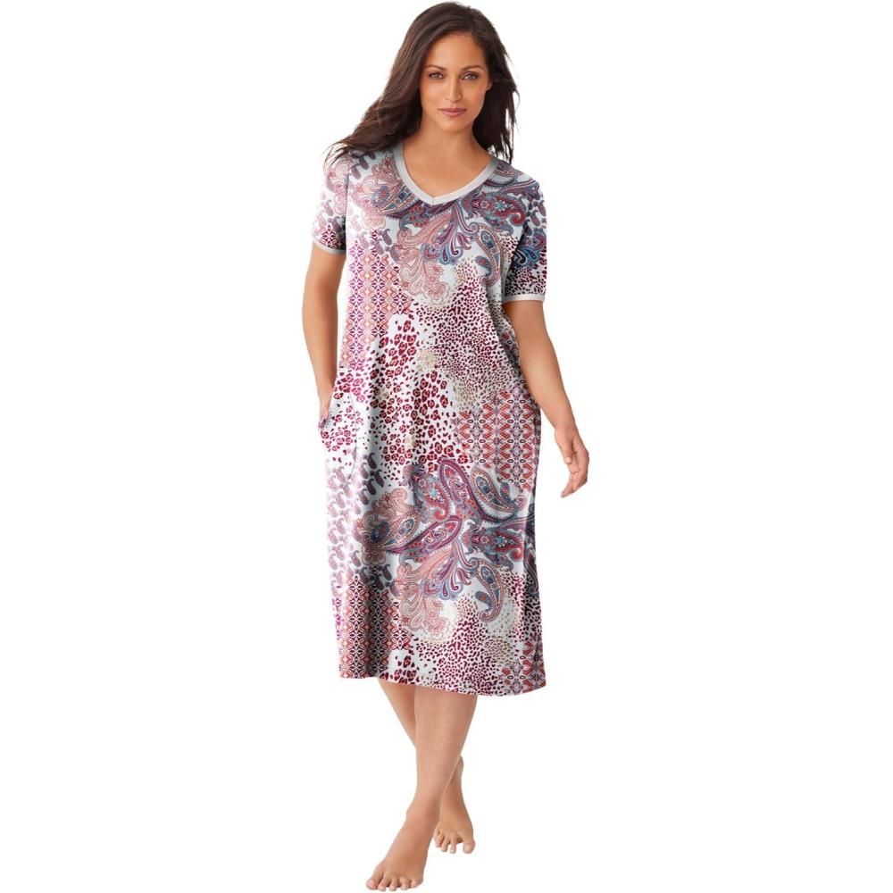 imageDreams amp Co Plus Size Short TShirt LoungerIvory Patchwork