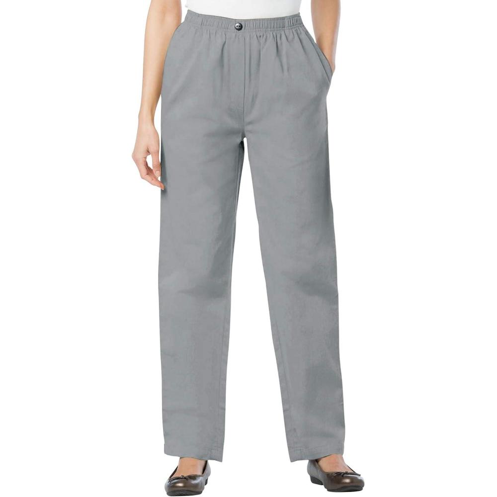 imageWoman Within Plus Size 7Day StraightLeg ElasticWaist Denim Jean Petite amp Tall AvailableGunmetal