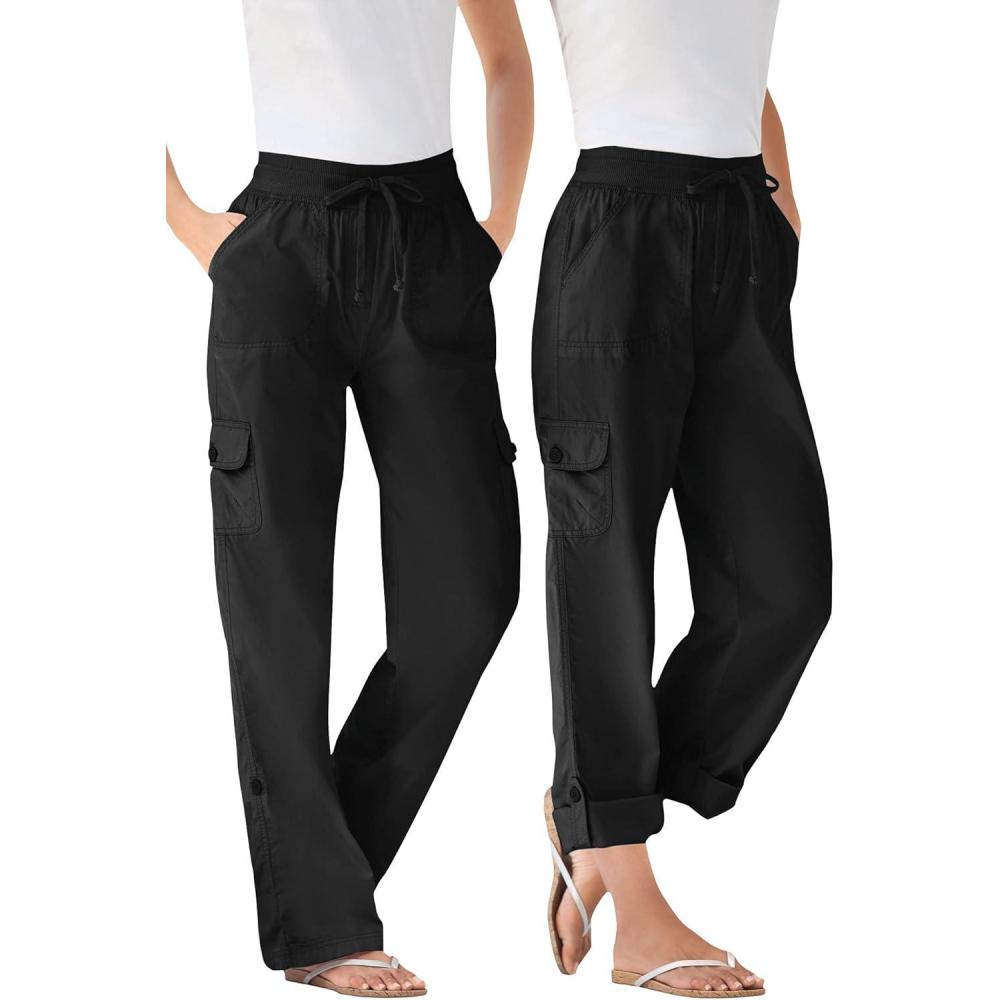imageWoman Within Plus Size Convertible 2in1 Cargo Pant amp Capri Elastic WaistBlack