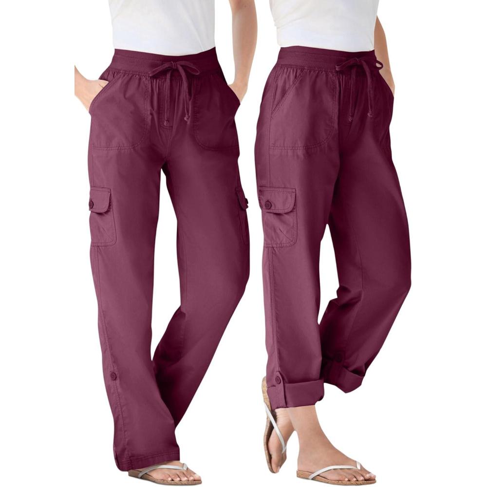 imageWoman Within Plus Size Convertible 2in1 Cargo Pant amp Capri Elastic WaistDeep Claret