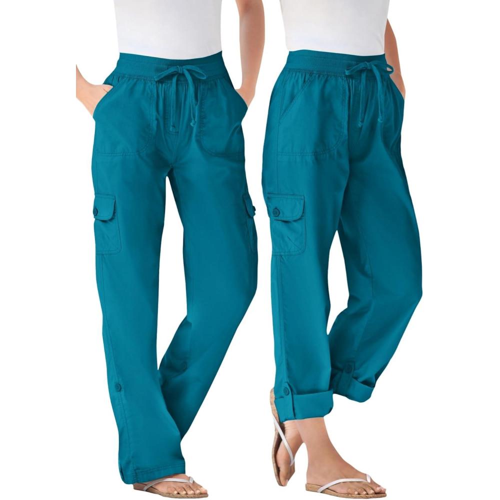 imageWoman Within Plus Size Convertible 2in1 Cargo Pant amp Capri Elastic WaistDeep Teal
