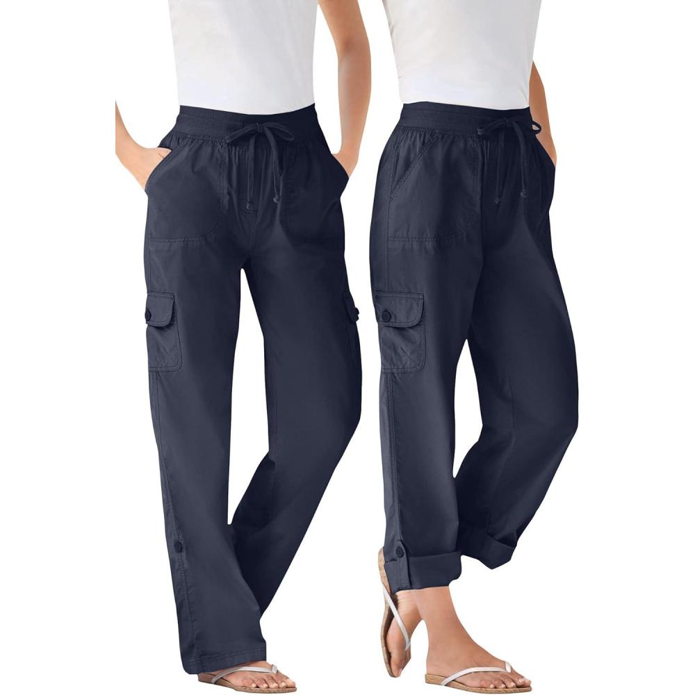 imageWoman Within Plus Size Convertible 2in1 Cargo Pant amp Capri Elastic WaistNavy